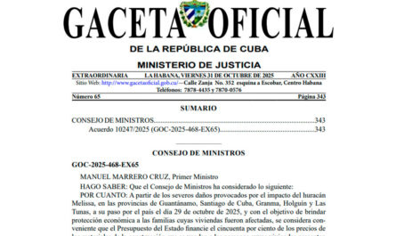 Publica Gaceta Oficial Acuerdo del Consejo de Ministros que protege a damnificados por el huracán Melissa