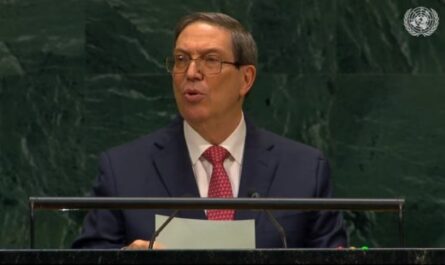 El canciller cubano denunció ante la ONU el bloqueo energético de Estados Unidos contra Cuba, al que calificó como un acto de guerra, y alertó sobre el avance del expansionismo y la agresión militar en el mundo. Foto: Organización de las Naciones Unidas.
